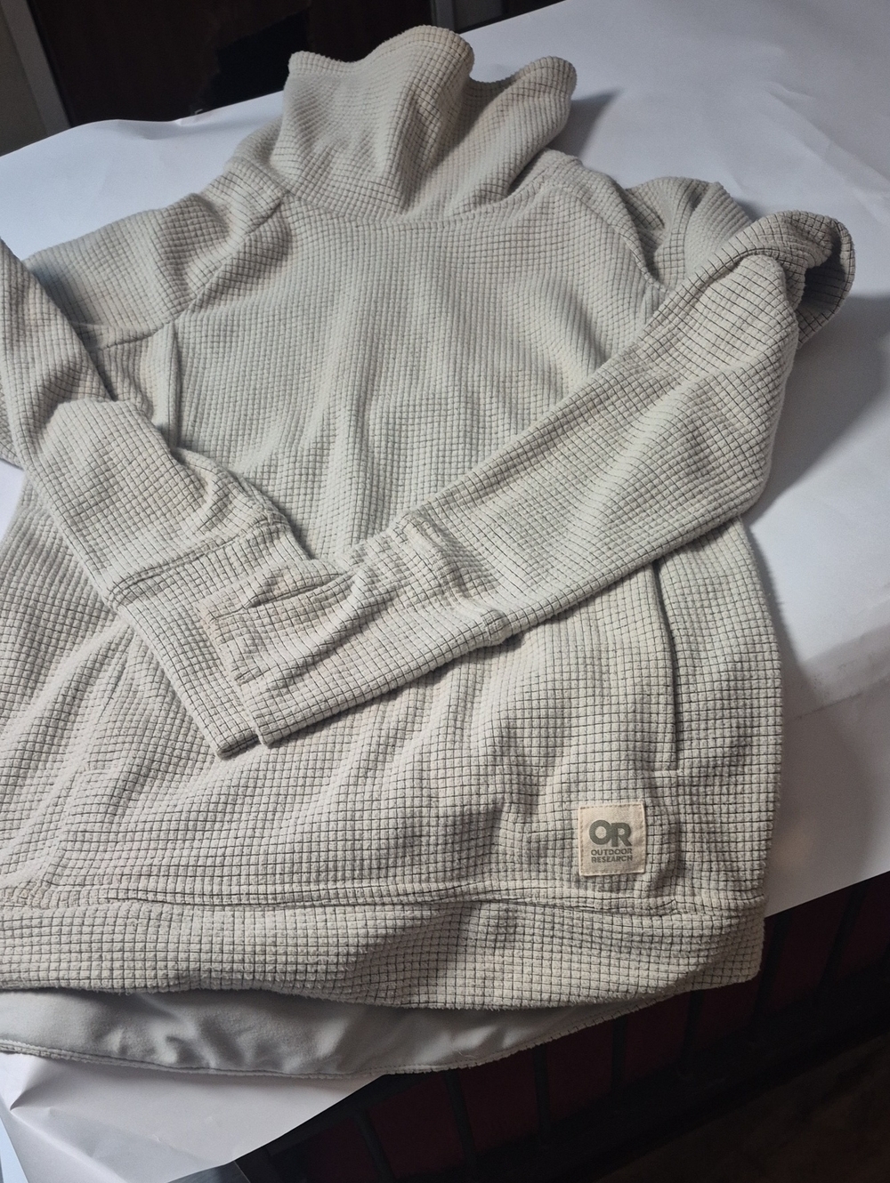 Outdoor Research Men’s Cream Waffle-Knit Turtleneck Pullover